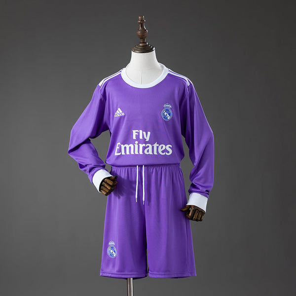 Camiseta + Short Real Madrid Visitante Manga Larga 16/17 Niños