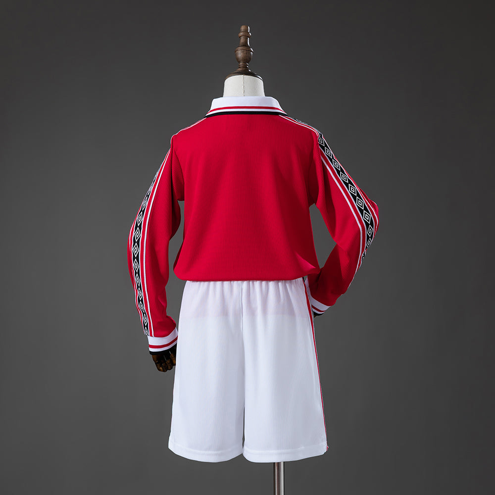 Camiseta + Short Manchester United Local Manga Larga 98/99 Niños