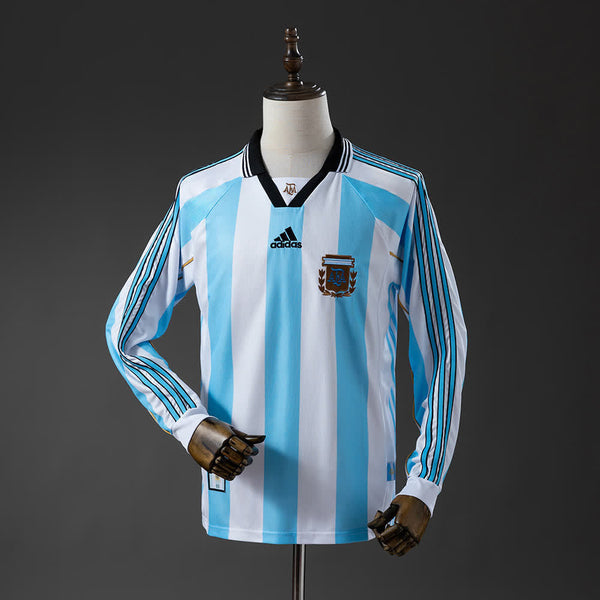 Camiseta Argentina Local Manga Larga 1998 Adultos