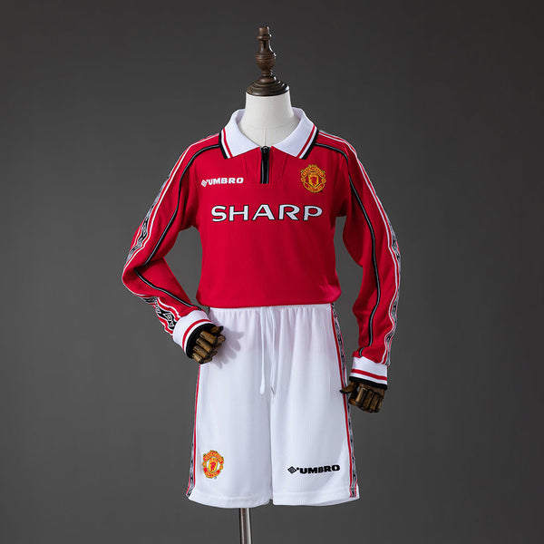 Camiseta + Short Manchester United Local Manga Larga 98/99 Niños