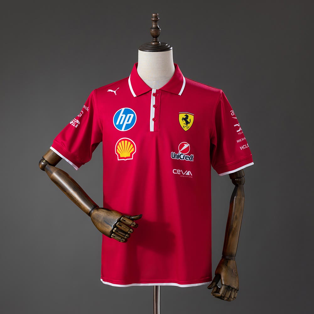 Polo Scuderia Ferrari HP F1 Rojo con Franja Blanca 2025 Adultos