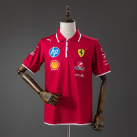 Polo Scuderia Ferrari HP F1 Rojo con Franja Blanca 2025 Adultos