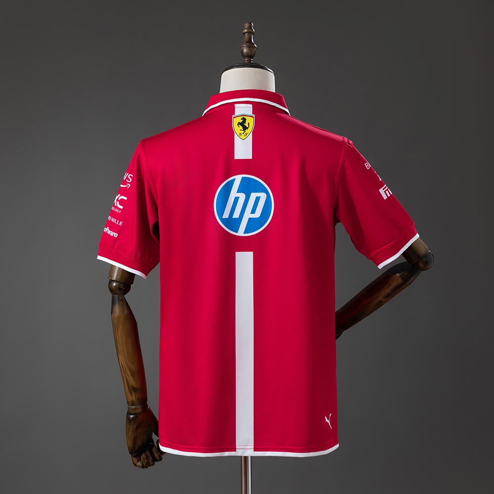 Polo Scuderia Ferrari HP F1 Rojo con Franja Blanca 2025 Adultos