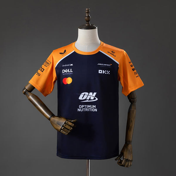 Camiseta McLaren Racing F1 Azul Marino y Naranja 2025 Adultos