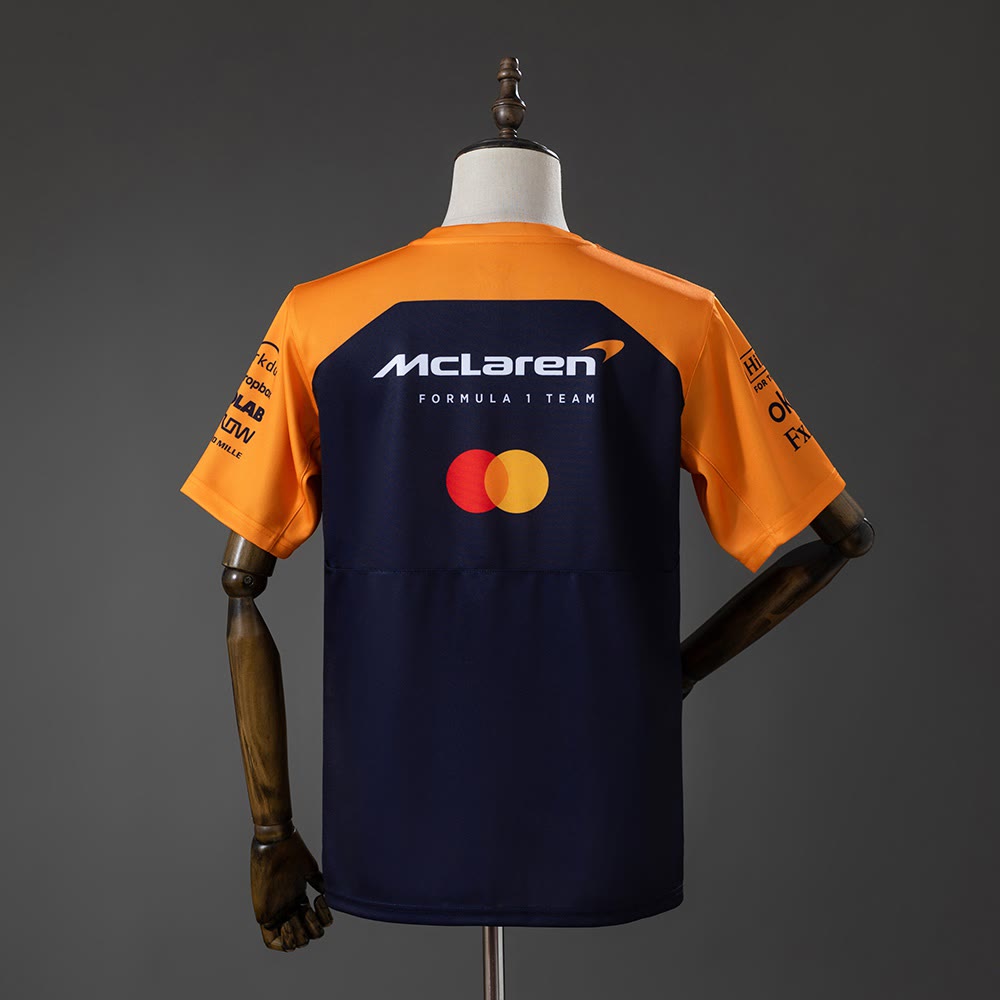 Camiseta McLaren Racing F1 Azul Marino y Naranja 2025 Adultos